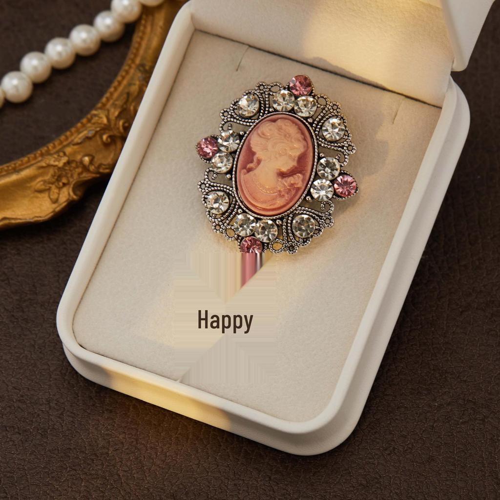 Elegant Vintage Floral Rhinestone Brooch for Women - Retro Court Style