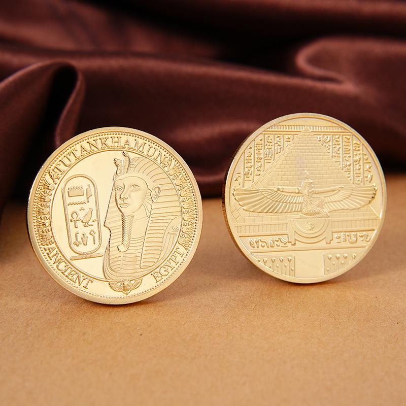 Ancient Egyptian Sphinx & Pyramid Commemorative Pharaoh Coin, Gold/Silver-Plated