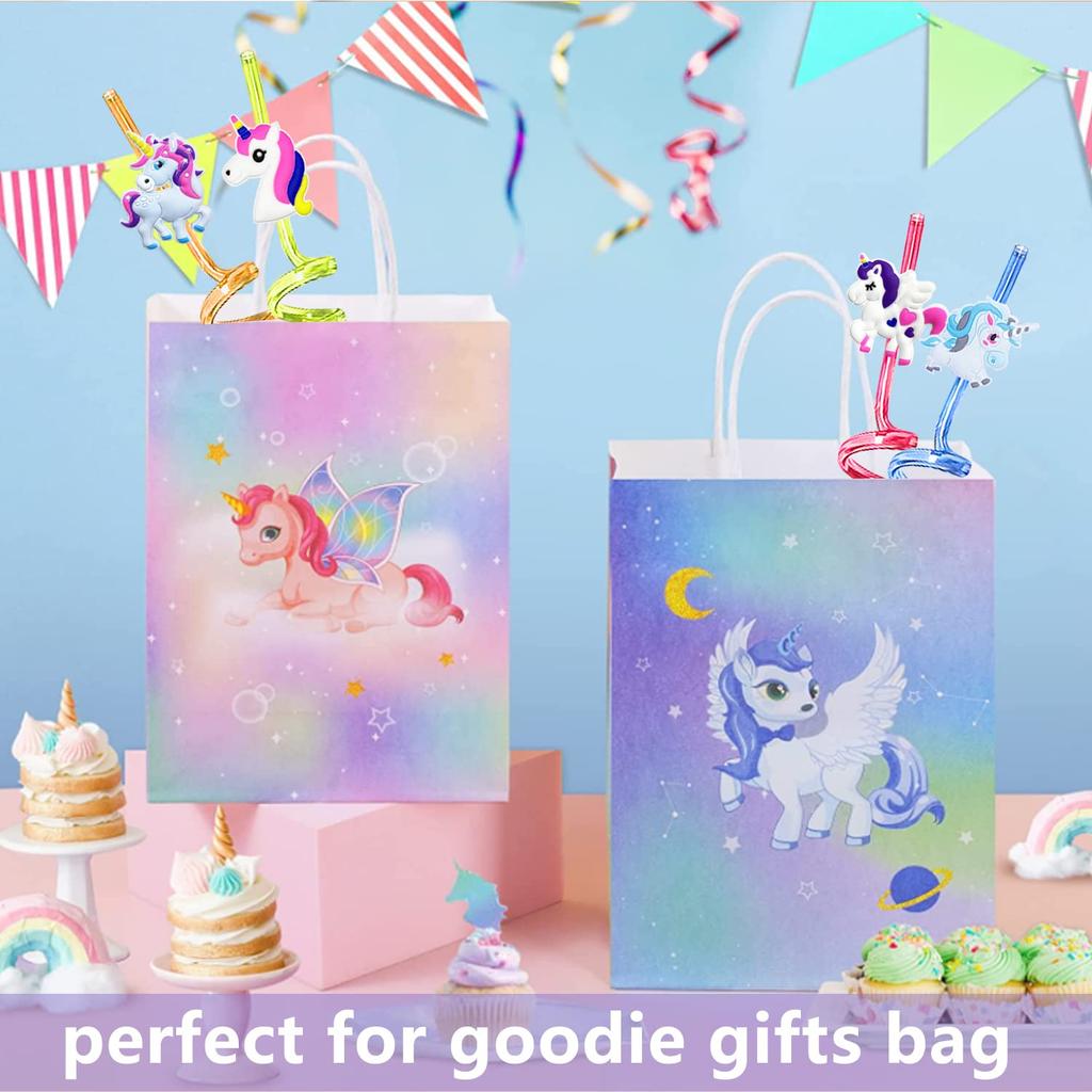8pcs Cute Unicorn Rainbow Straws Reusable Plastic Straws Girl Birthday Party Supplies Unicorn Party Favors