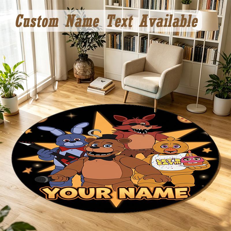 Round Rug Custom NameFive Nights at Freddy’s Pattern Non Slip Carpet Home Floor Decor