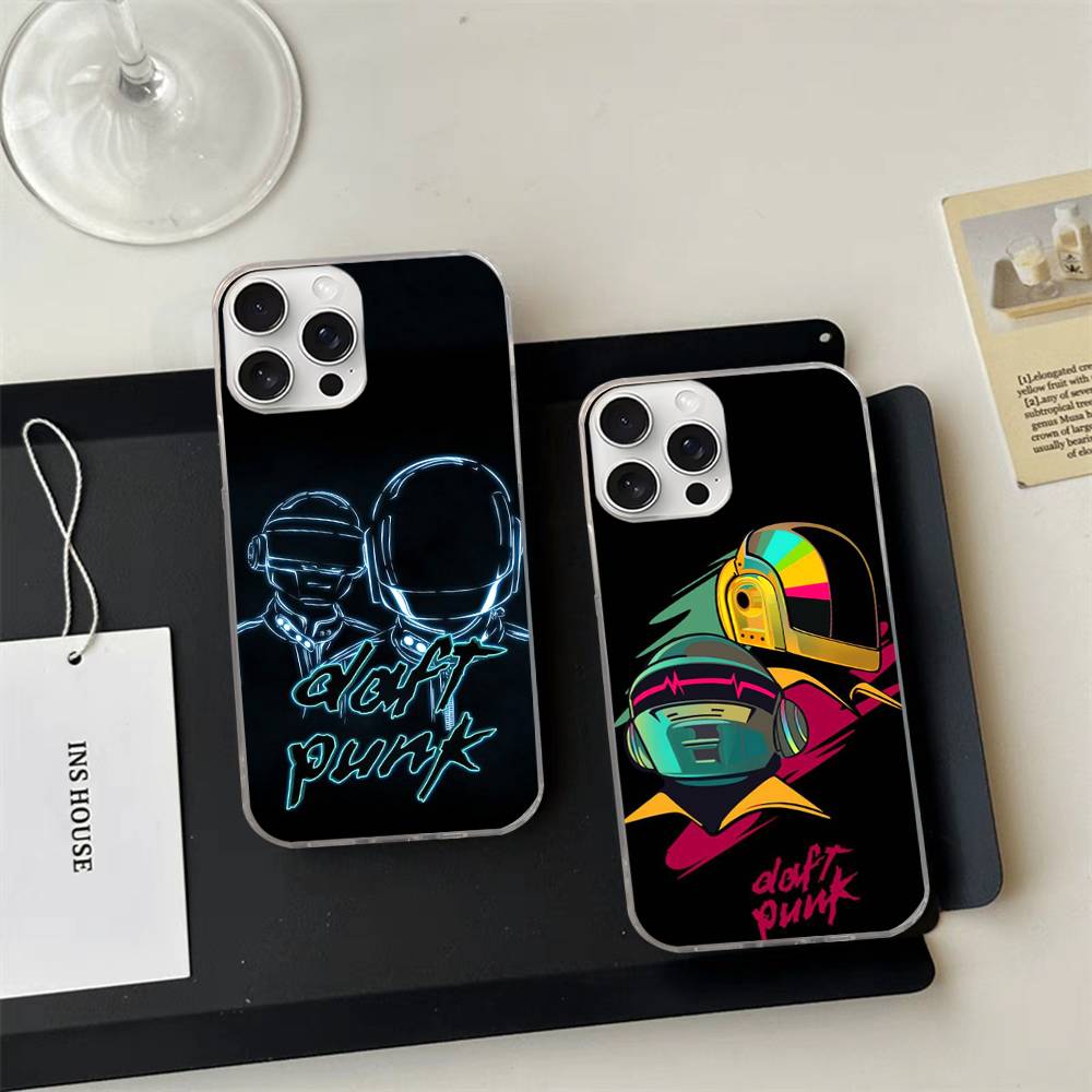 Coque de téléphone D-Daft Punk Band France Pour IPhone 17 16 15 14 13 12 11 Pro Max Plus Couverture Ondes d'Eau Aurore