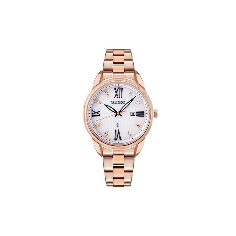 SEIKO 100 meters waterproof, fashionable and versatile, solar Quartz, Steel Strap, , women s watch, white dial SUT364J1 синий