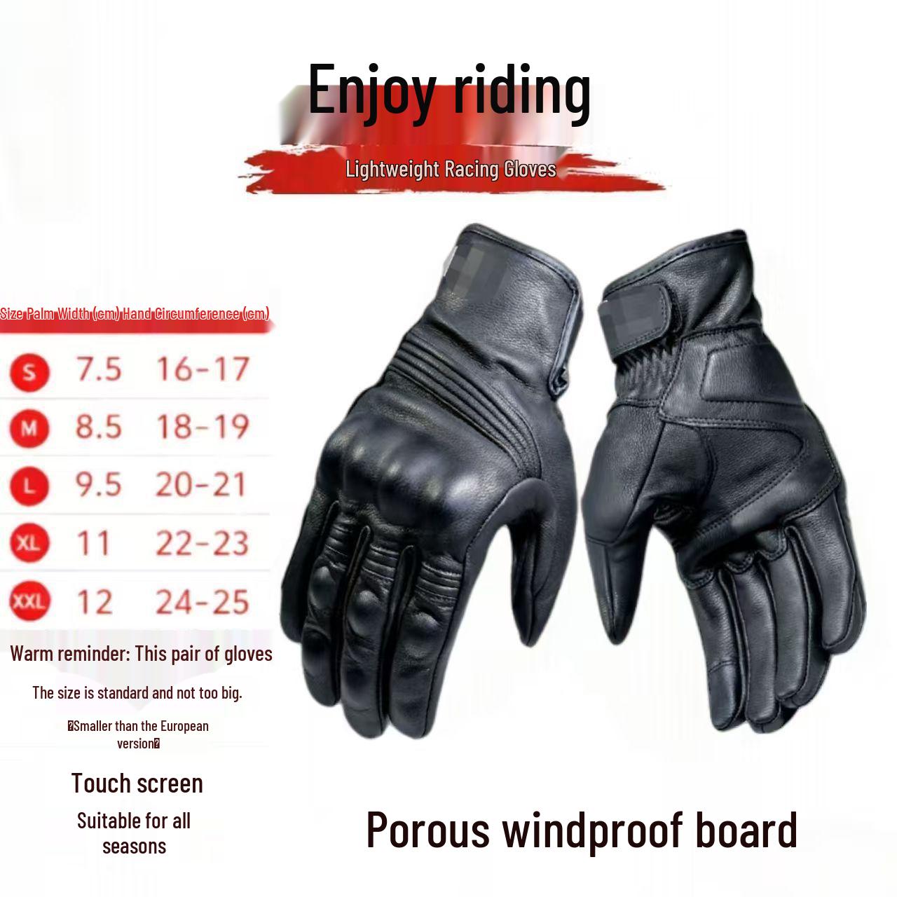 

Off-Road Anti-Fall Breathable Touchscreen Leather Motorcycle Gloves for Racing & Cycling M