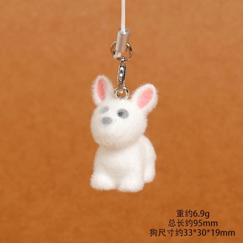 Flocked Puppy for Women Girl Mobile Phone Lanyard Dog Lovers Bag Charms Tremdy Key Chains Couple Friend Kids Gift Bag Charm