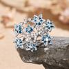 Huitan Aesthetic Blue Flower Women Ring Charming Accessories Inlaid Shiny CZ Party Anniversary Fresh Style Female Jewelry Gift