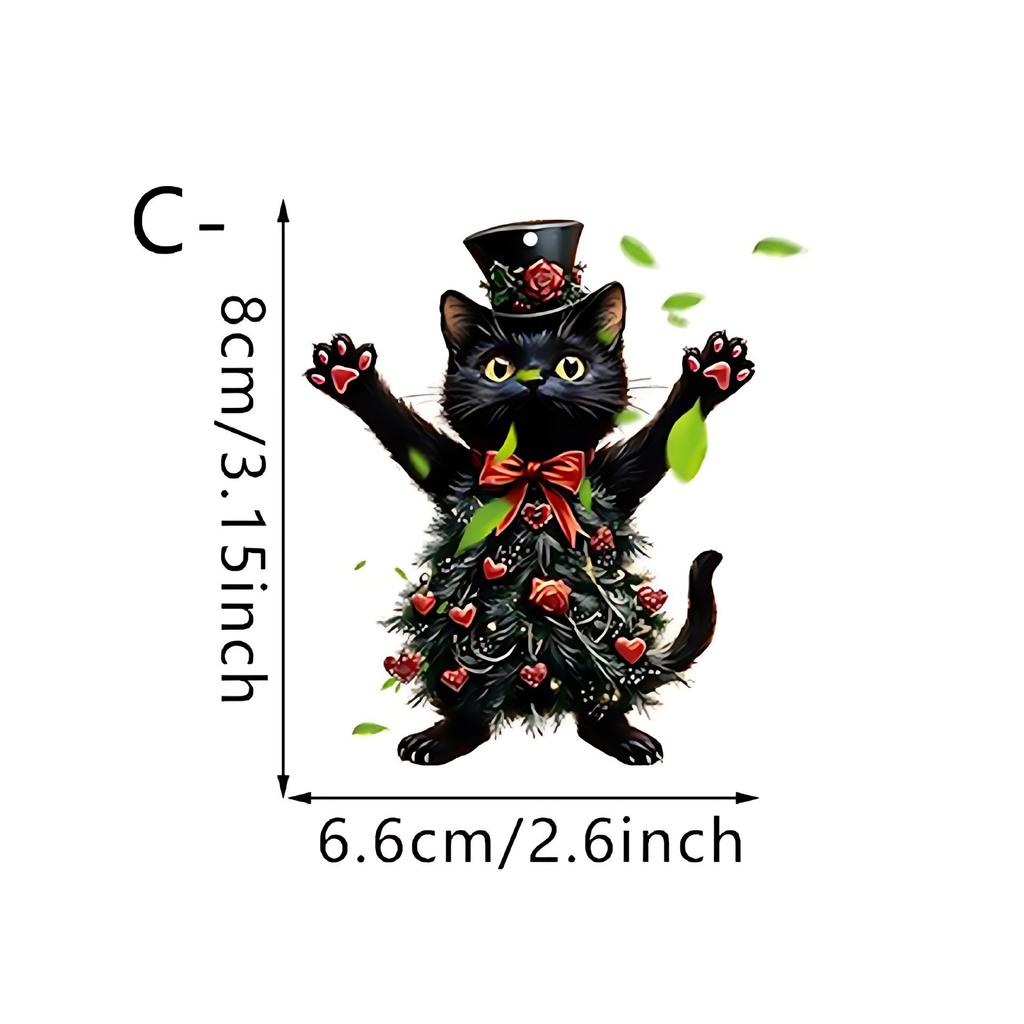 Christmas Cat Pendant Halloween Cartoon Animal Christmas 2D Acrylic Xmas Tree Ornaments 2025 New Year Home Decor