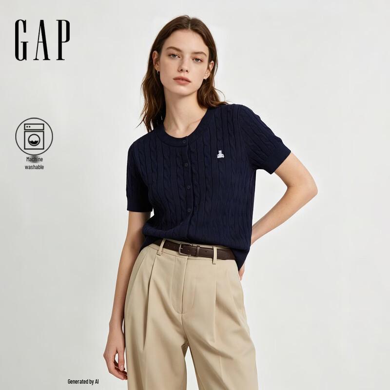 

GAP Women s Logo Cable Knit Short Sleeve Cardigan 160/84A