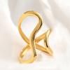 1pc Fashionable Asymmetrical Wavy Curve Stainless Steel Adjustable Open Ring for Women, Daily/Party Wear