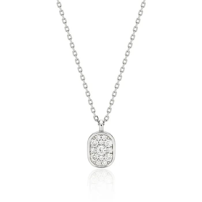 Essence Silver (W) Lab Diamond Double Loom Pavé Necklace S HL4N59437W9450