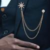 Snowflake Men's Brooch Hanging Chains Brooches ,Jewelry Accessories ,Fashionable Pin Lapel