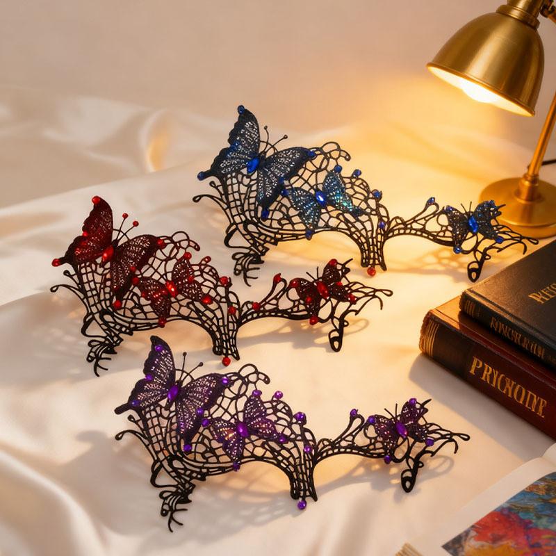 Anna Princess Lace Eye Mask With Rhinestones For Costume Party And Halloween Decor