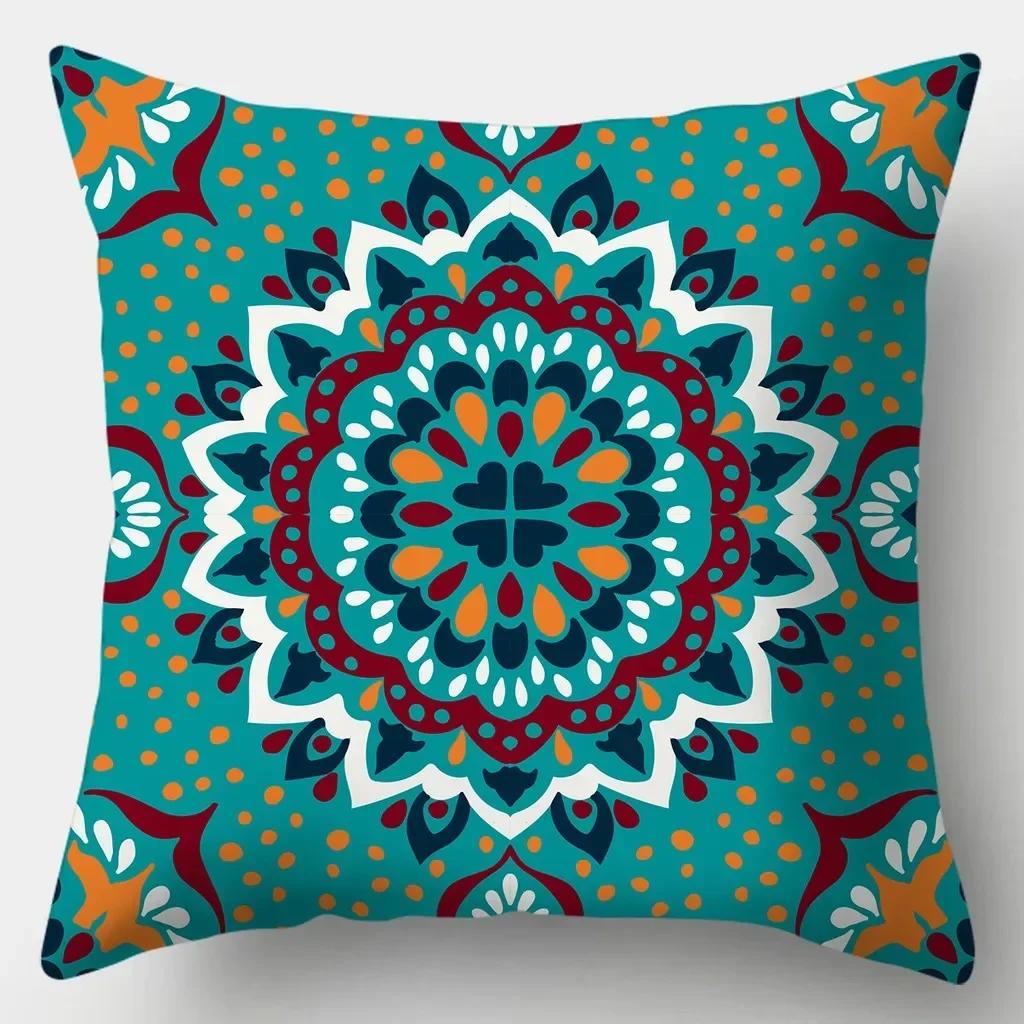 Fashion Retro Art Boho Style Pattern Printed Soft Square Pillowslip Polyester Cushion Cover Pillowcase Living Room Home Decor