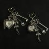 Fashion Hollow Heart Pocket Watch Chain Keychain Design Steampunk Clock Vintage Necklace Pendant Jewelry Watch Couple Gift