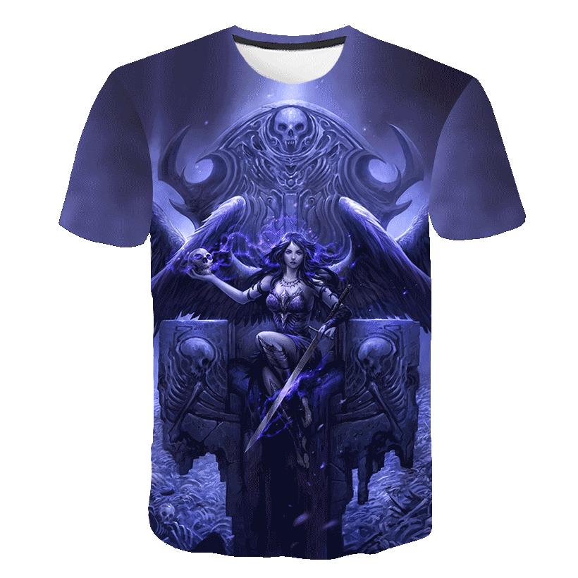 Fashionable Trendy Style Angel Pattern 3D Digital Printed Short Sleeved T-shirt for Men Women Shirt