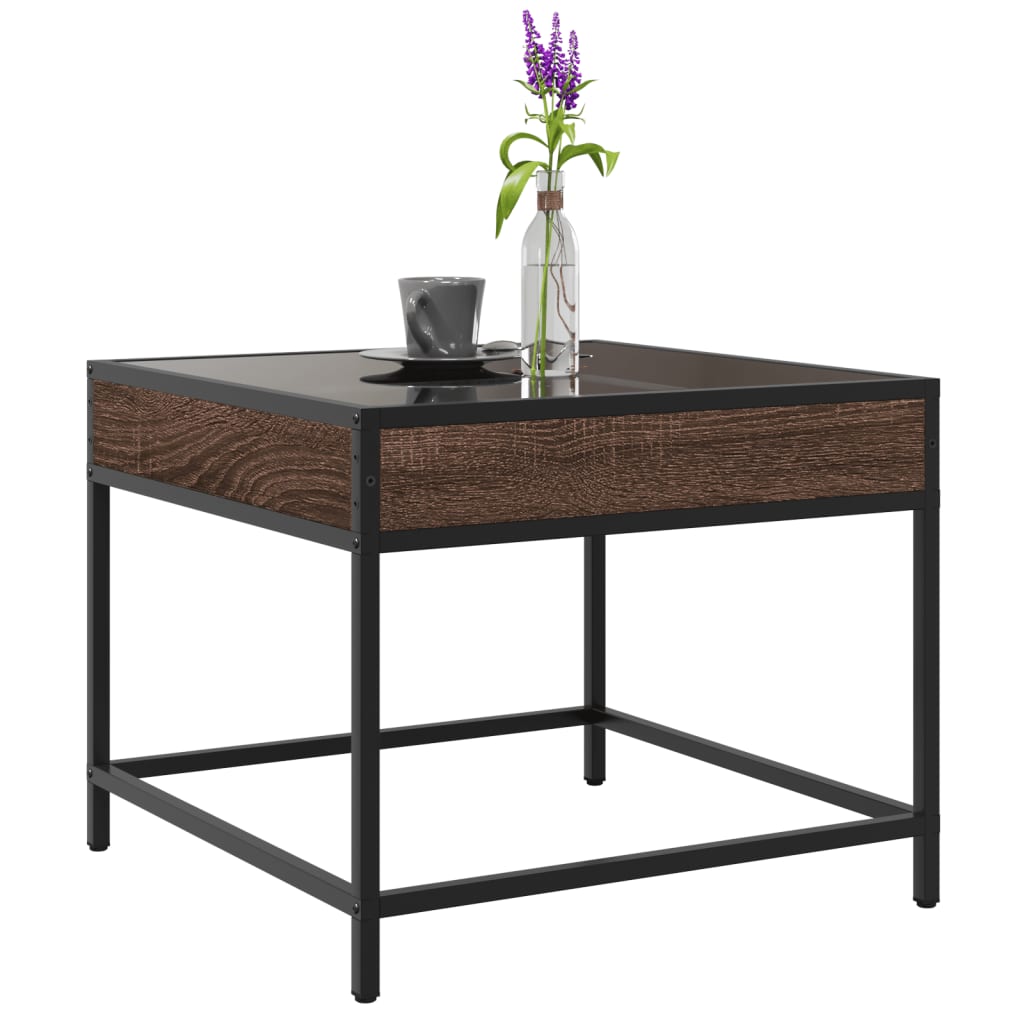 Infinity LED Coffee Table in Brown Oak Effect 50x50x41 cm