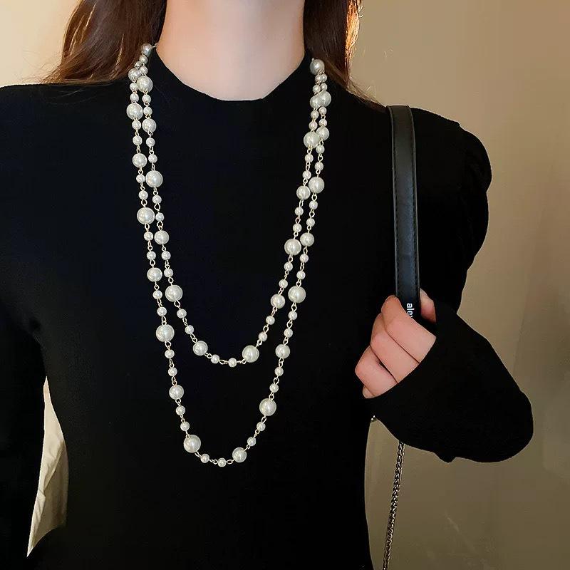 NK-263 Multi-layer Handmade Glass Pearl Necklace - Women's Autumn & Winter Accessory