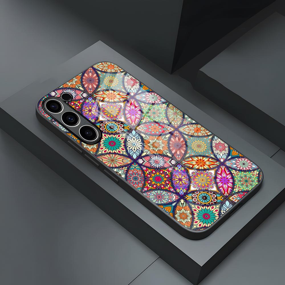 Indian Pattern Mandala Phone Case For S23 Samsung S24 S25 Ultra S22 S20 Fe S21 Plus A54 A34 A53 A16 Glass Cover