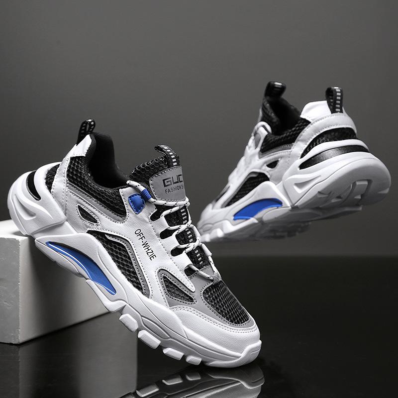 Herren Mesh-Sneaker mit klobiger Sohle, Akzent, Lässige Modeschuhe