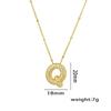 18K Gold-Plated Copper Necklace with Micro-Inlaid Zirconia & 26 Letter Pendant - Classic and Versatile European-American Jewelry