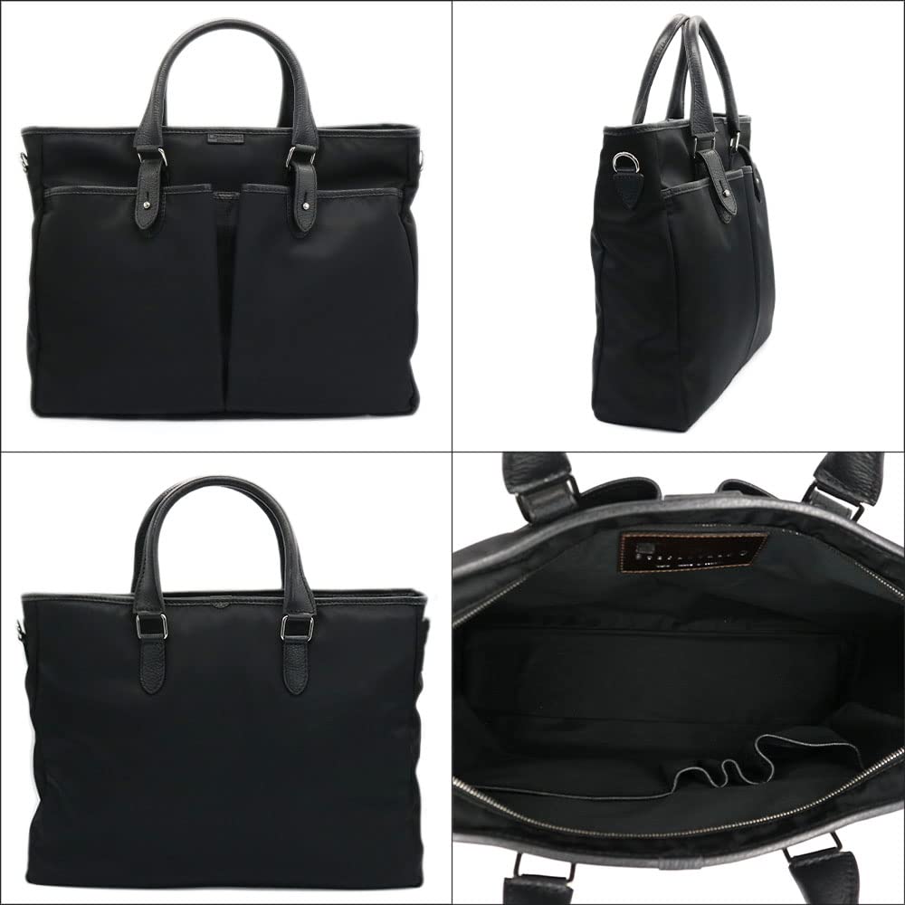 STEFANOMANO Time Limonta Nylon and Genuine Luxury Large Made In Italian Leather Business Commuter Shoulder Office [Limited Offer] 2-Way Briefcase,