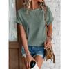 Spring and Summer Round Neck Hollow Out Women Blouse New Loose Short Sleeved T-shirt Solid Color Casual Simple Top Sweet Shirts Ladies Clothing
