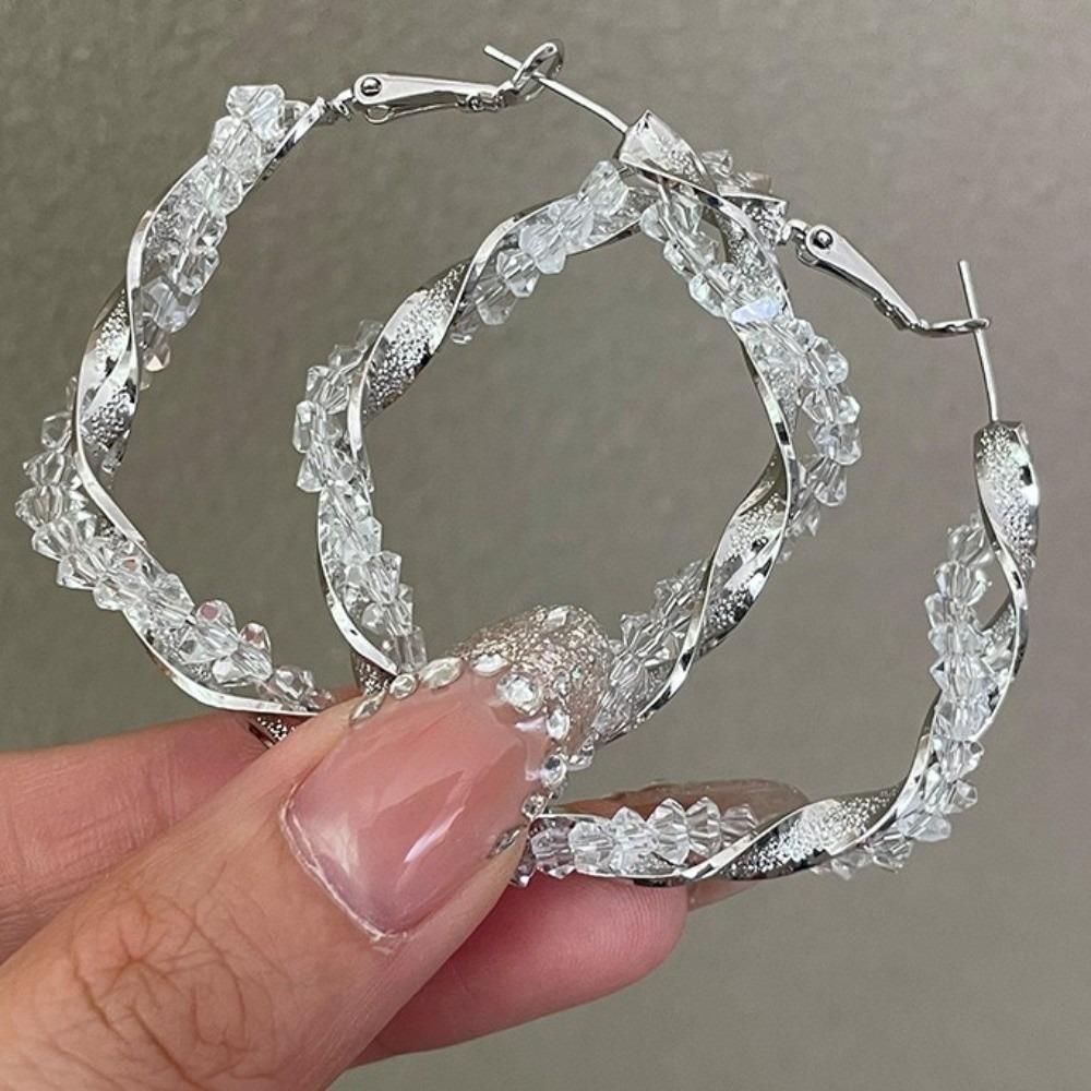 Изысканные большие серьги-кольца Высококачественные Роскошные Блестящие Серьги Для Женщин Девушек серебряный