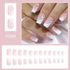 24 Pcs Simple Lines Stick On Nail Pink White Press On Nail Glossy Full Cover False Nail Artificial Nail for Woman