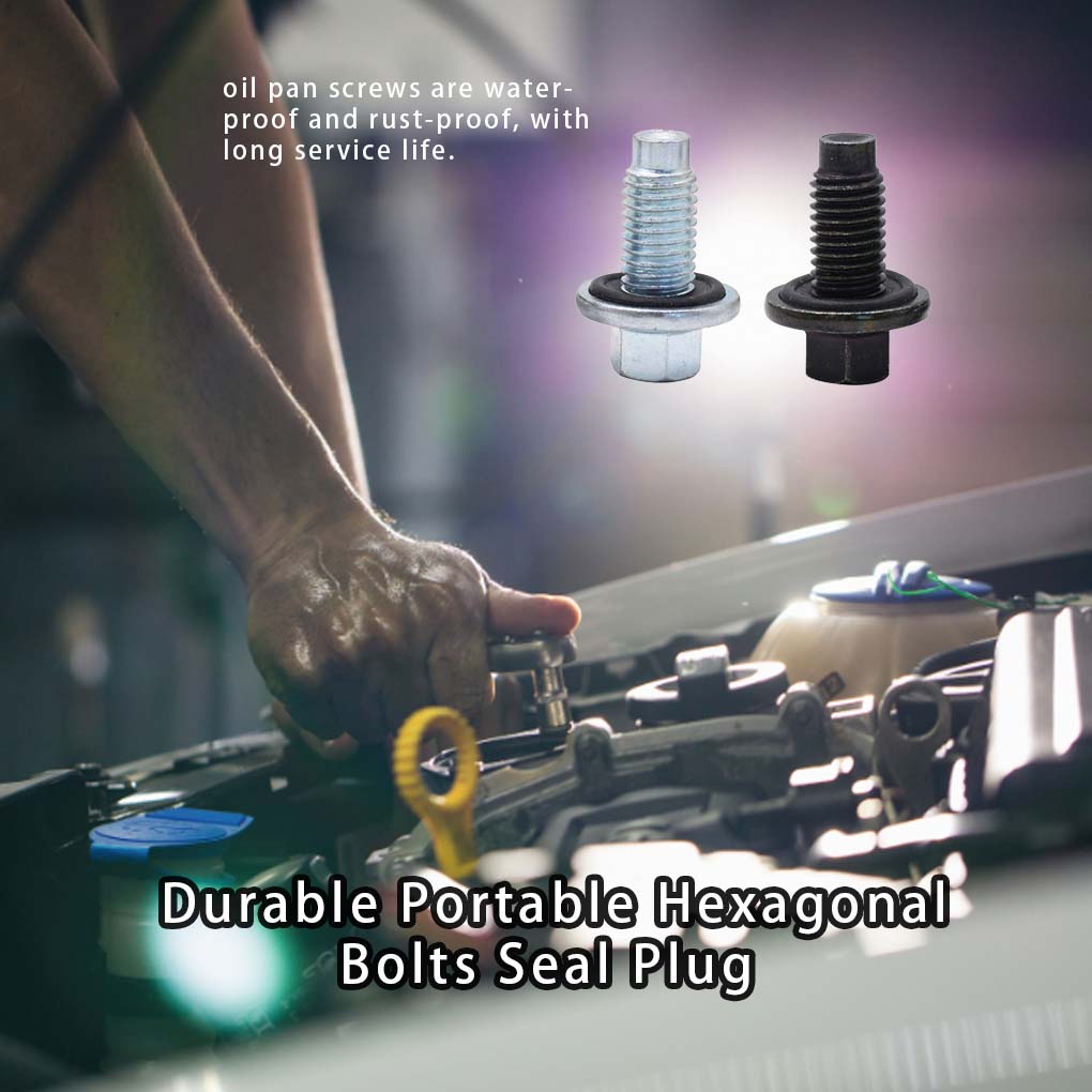 Car Engine Oil Drain Threaded Sump Plug Screw Anti-skidding Oil Pan Screws Durable Portable Hexagonal Bolts