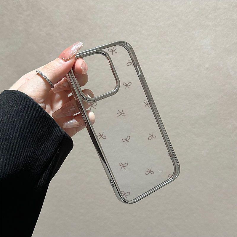 Korean Style Bow Electroplated Edge Case for Apple 11/12/14/15/16/17/16 Pro Max