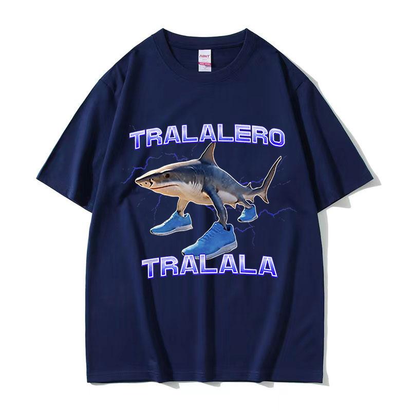 Funny Running Tralalero Tralala Shark Meme T Shirts Men Women Summer ONeck Fashion Retro Cotton Short Sleeve Tshirt Streetwear
