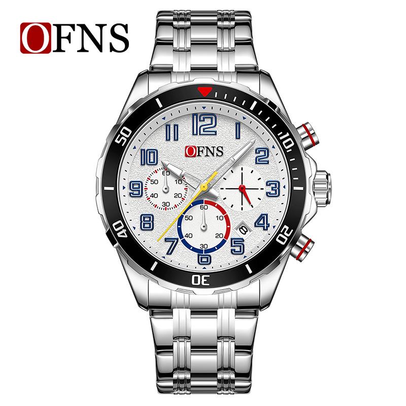 Ofns Luxury Quartz Watch: Luminous, Rotating Bezel, Waterproof & Single Calendar - Men's Business Wristwatch.