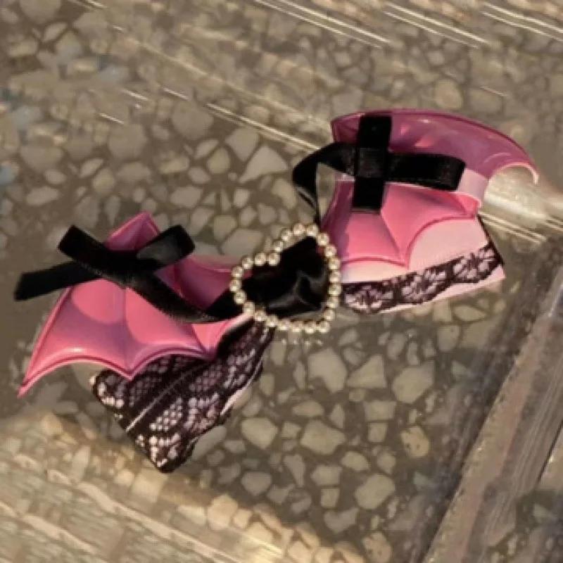 LOLITA Headwear Lace Bow Wing Edge Clip Sweet Girl Hair Clip Sweet Style Hair Accessories Set Pink Hair Clip Fashion Hair Clips