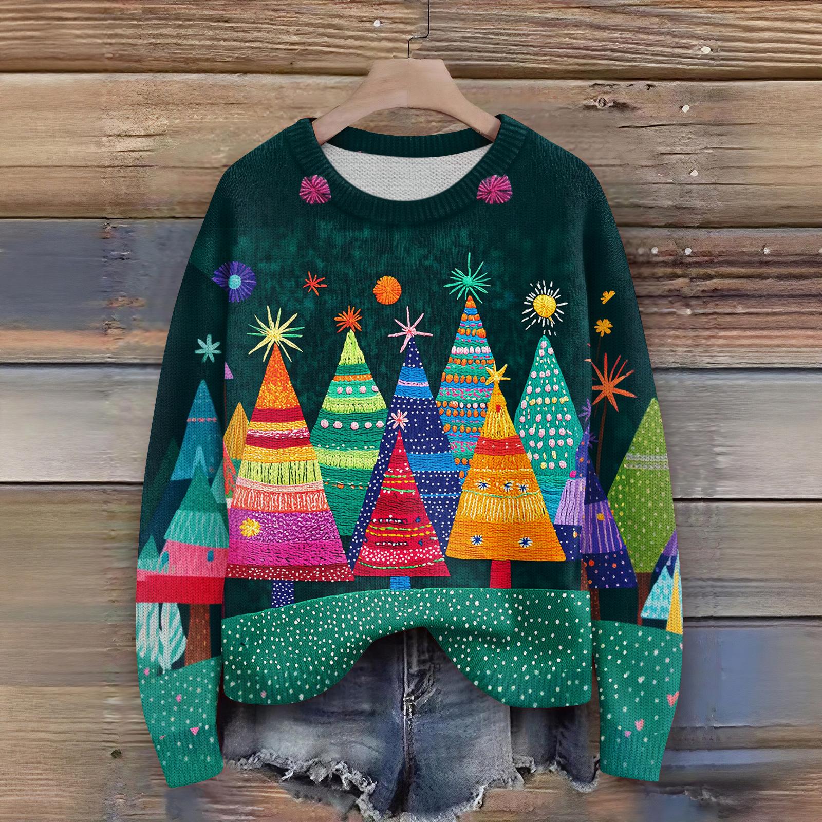 

Женский рождественский свитер Милый забавный рождественский свитер Осень и зима Свитер с длинным рукавом вязаный XXL оранжевый