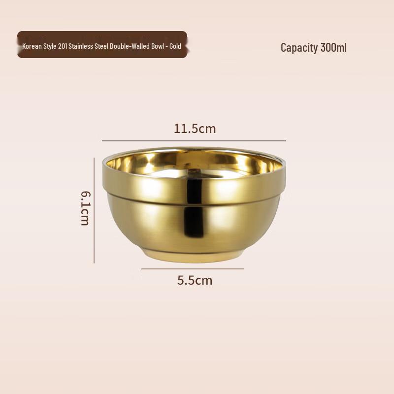 ZISIZ Kids Double-Layer Insulated Gold Bowl Set