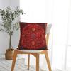 1 Pezzo Copricuscino Medaglione Floreale Persiano Rosso, Federa Cuscino Decorativo Bohemian Stampa Kilim, Decorazione Etnica per Casa Divano Camera da Letto