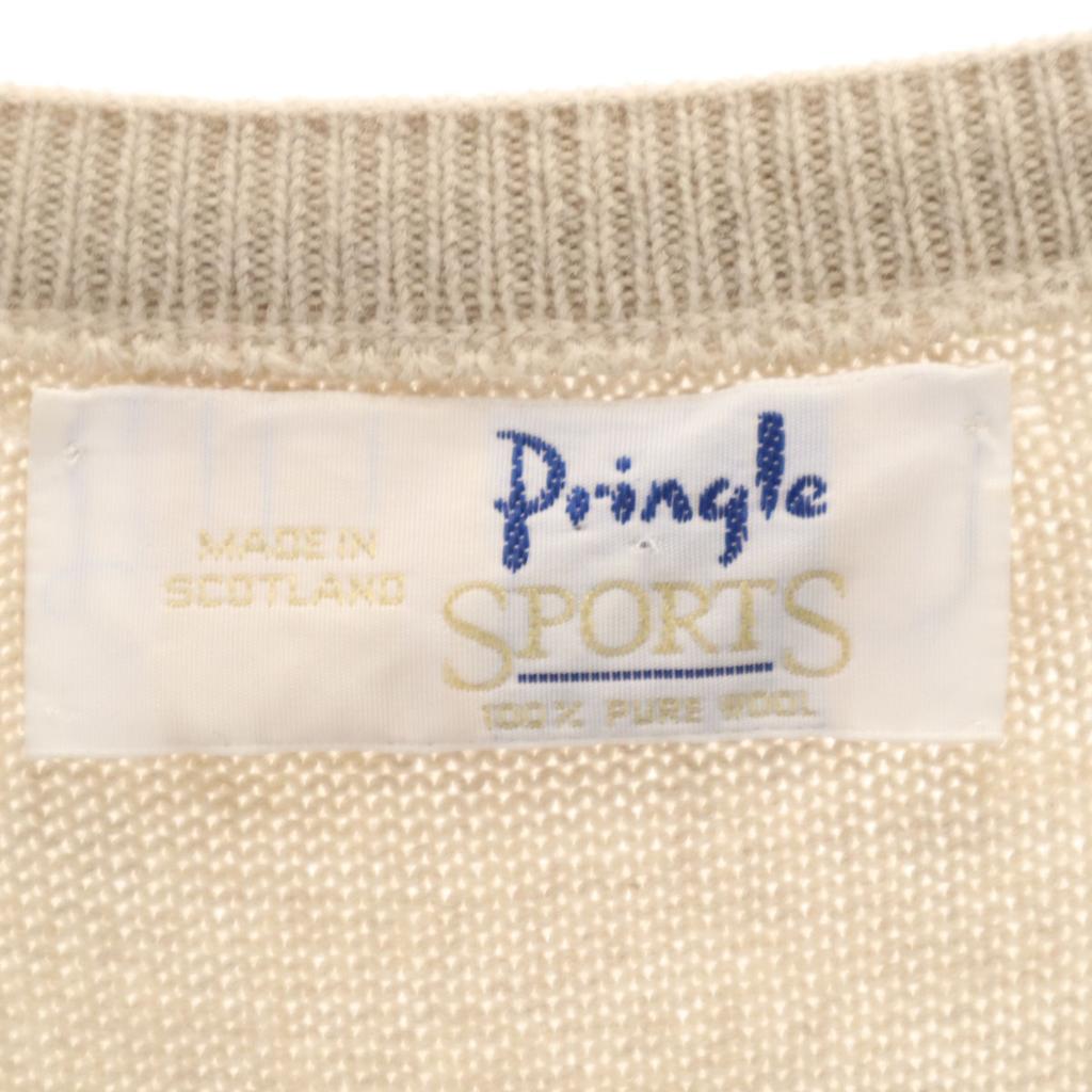 Pringle 80er Jahre Alt Vintage Karomuster Langarm V-Ausschnitt Strick L Pullover Herren Gebraucht