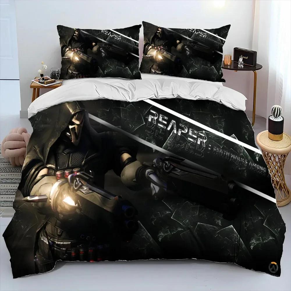 

OW Overwatch Game Gamer DVA Beding Set Printed Bed Linen Set With Pilowcase Bed Soft Duvet Cover Soft Single Double Quen Super King-Sized Dimensionsd 135*200cm Eu-Single