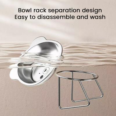 Elevated Cat Bowls 5 Inch Wide Stainless Steel Cat Food Bowl Raised 15-degree Tilted Food And Water Dish for Indoor Cats Small Dogs To Protect Spine
