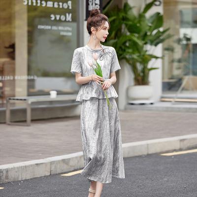 Suit Women's Summer New Young Fashion Elegant Fungus Edge Top Skirt Two-piece Set