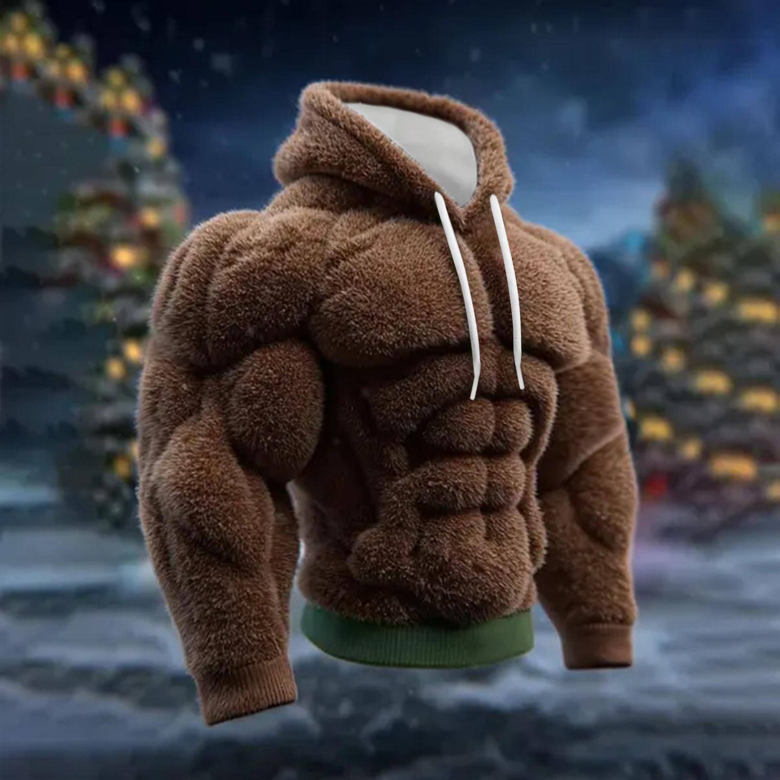 

Мужской рождественский мускулистый уродливый принт, повседневный спортивный худи с длинным рукавом XL коричневый