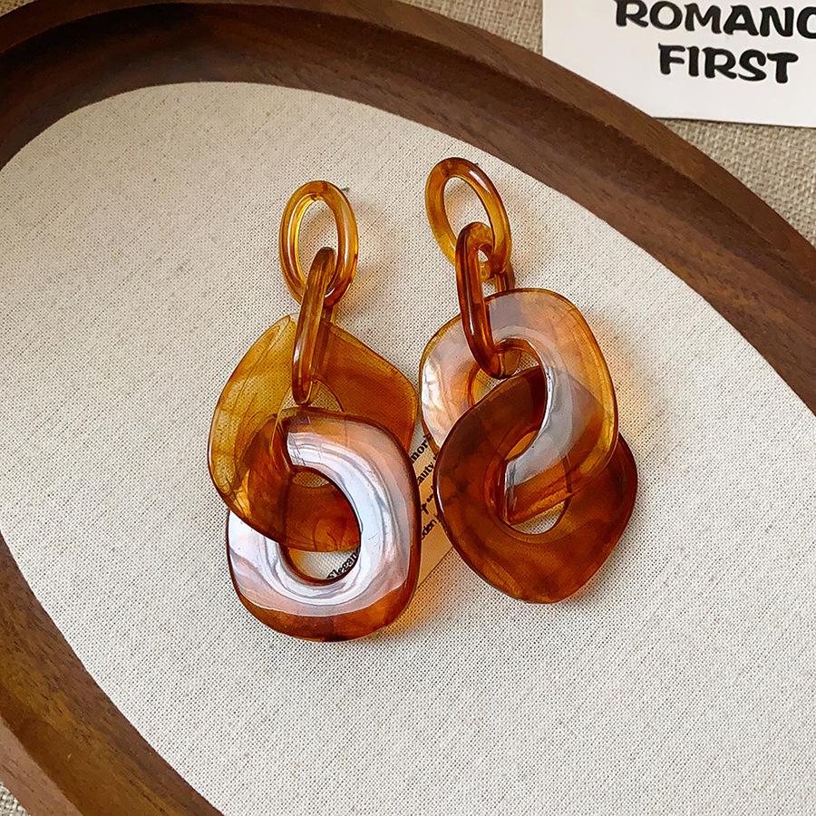 Silver Needle Leopard Heart Bow Geometric Dangle Earrings - Trendy Korean Style for Women