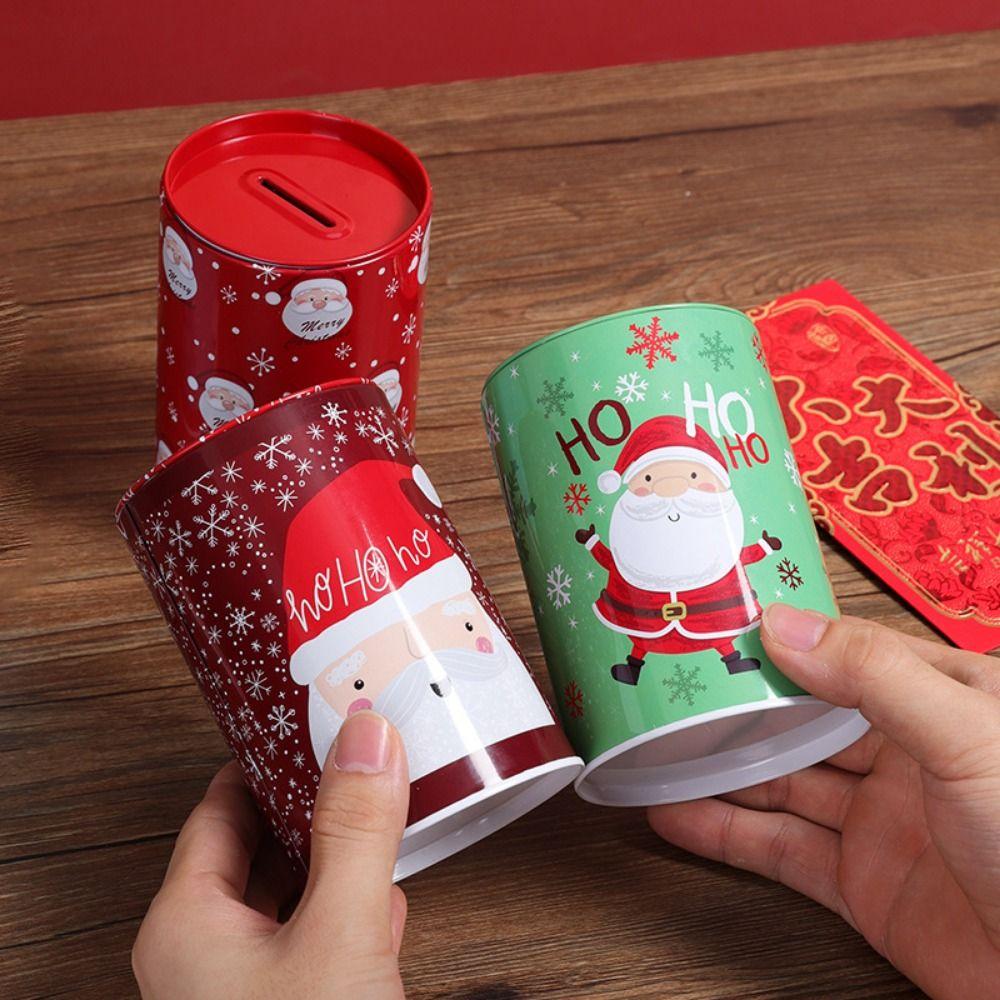 Snowman Xmas Tinplate Box Cartoon Currency Box Christmas Cookie Jar Coin Bank  New Year