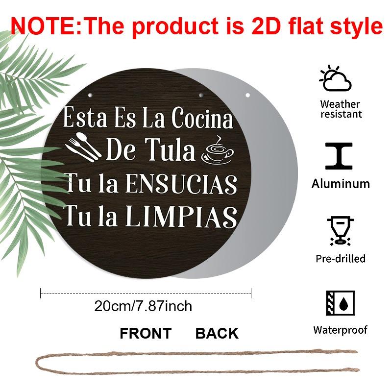 2D Flat Retro Aluminum Wall Decorations In Various Sizes. Fun Spanish Round Signs, Humorous Kitchen and Home Decor, Ideal for Home Décor and Gifts