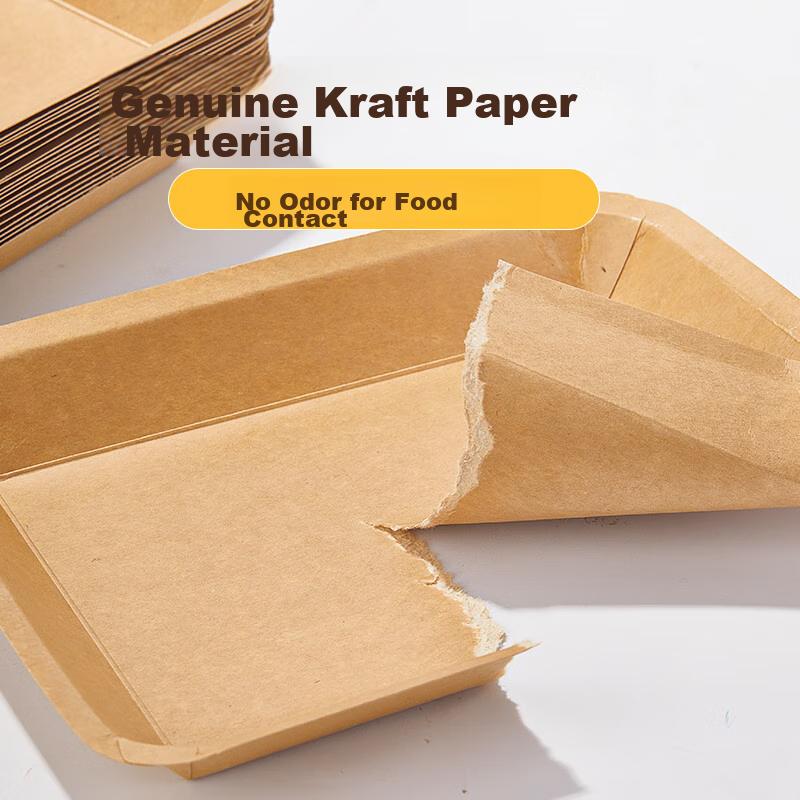 SHUANG YU Biodegradable Disposable Plates, 750ml*20 Pieces, Kraft Paper Plates for Barbecue, Dining, Snacks And Fruits