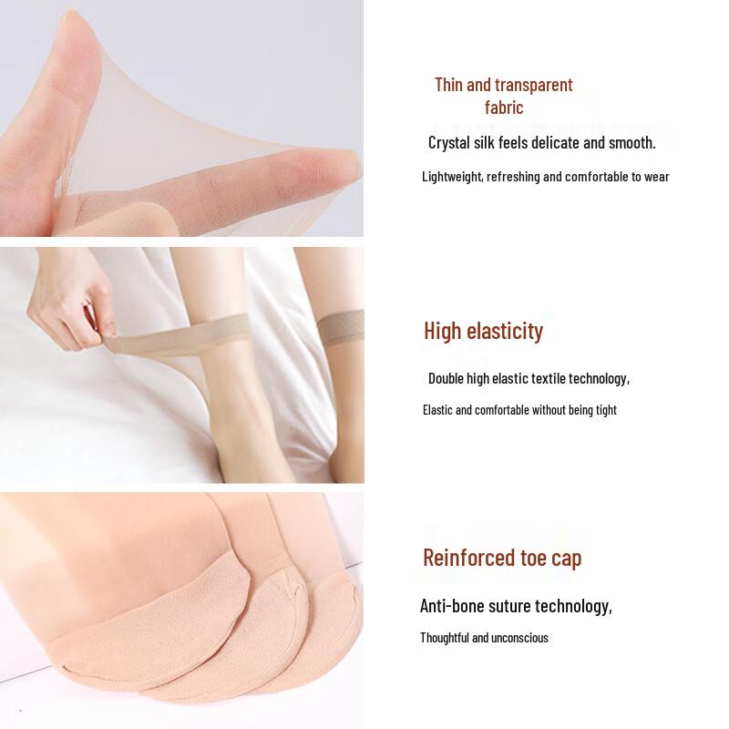 Langsha Women's Ultra-Thin Anti-Snag Crystal Mid-Calf Socks (5 Pairs)