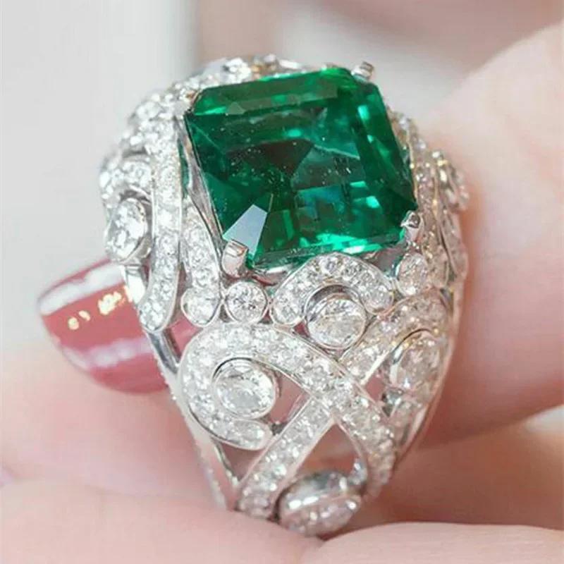 2026 New Luxury Fashion Green Zirconia Crystal Ring for Women's Engagement/Wedding/Anniversary Party Personalized Jewelry