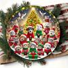 Vintage Round Cat Dog Christmas Wreath Iron Wall Sign 8x8 Inch Home Decor Gift