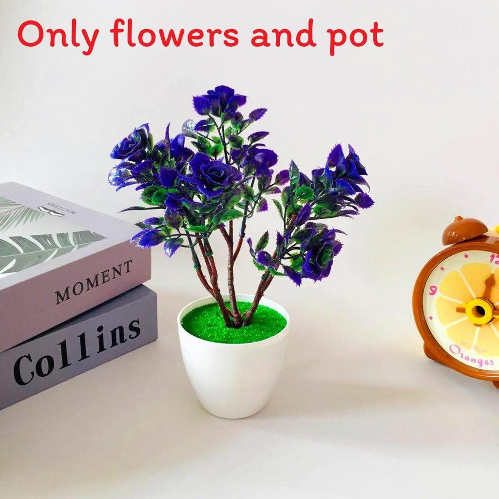 Plastic Multicolor Simulation Rosa Chinensis  Artificial Flower Potted Plants