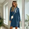 Women's Casual Color Hooded Mid-Length Pullover Sweatshirt for Everyday Wear