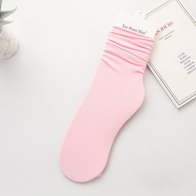 Velvet Socks for Girls, New Summer Style, Thin Ice Silk Socks, Solid Color Mid-calf Socks, Dopamine Socks